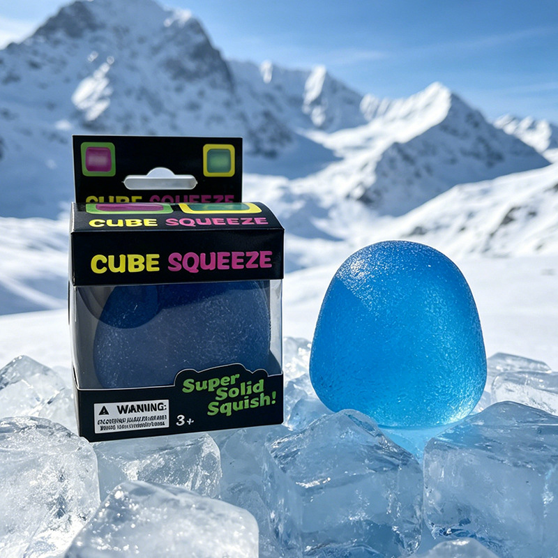 Ice Cube Soft Squeeze Fidget Toy Smile Face Stress Relief Squishy Sensory Toy Multi Shapes