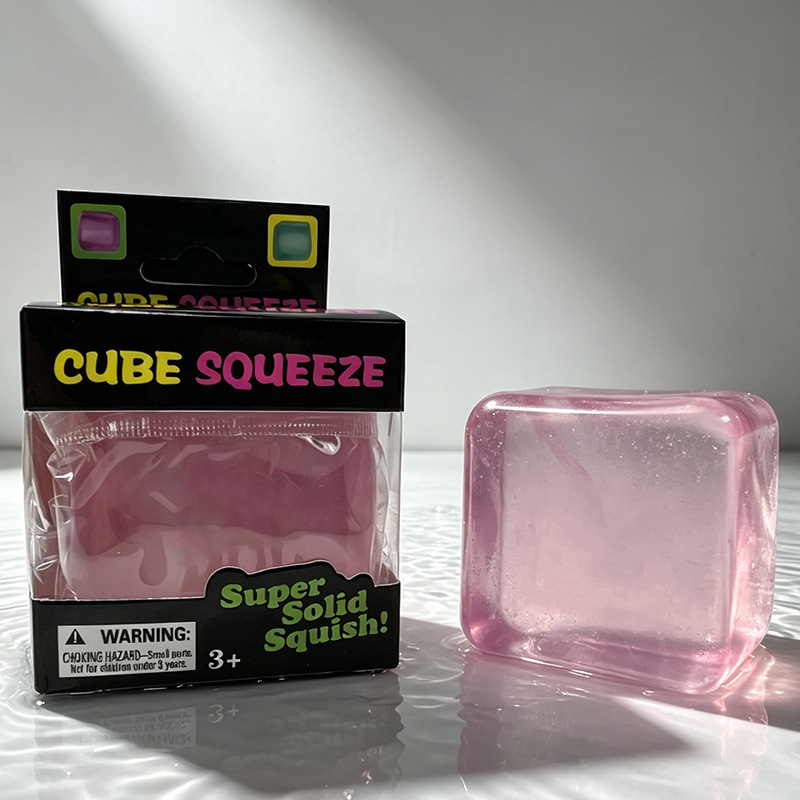 Ice Cube Soft Squeeze Fidget Toy Smile Face Stress Relief Squishy Sensory Toy Multi Shapes