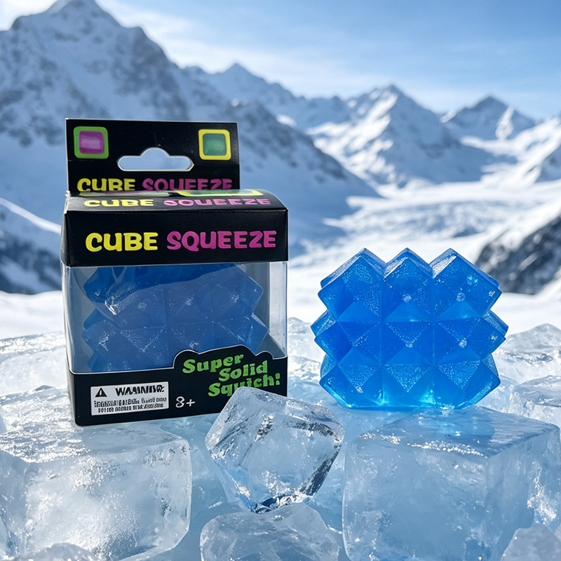 Ice Cube Soft Squeeze Fidget Toy Smile Face Stress Relief Squishy Sensory Toy Multi Shapes