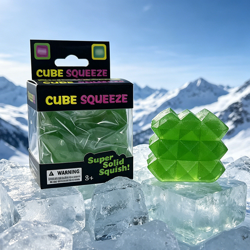 Ice Cube Soft Squeeze Fidget Toy Smile Face Stress Relief Squishy Sensory Toy Multi Shapes