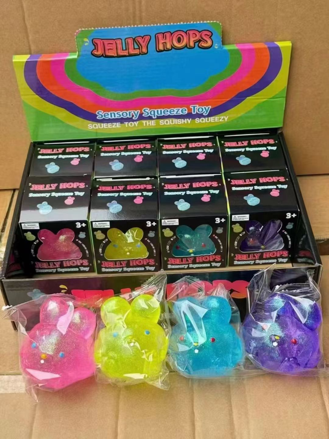 Glitter Clear Bunny Squeeze Toy Cute Rabbit Squish Stress Relief Fidget Toy Multi Colors