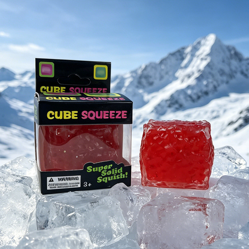 Ice Cube Soft Squeeze Fidget Toy Smile Face Stress Relief Squishy Sensory Toy Multi Shapes