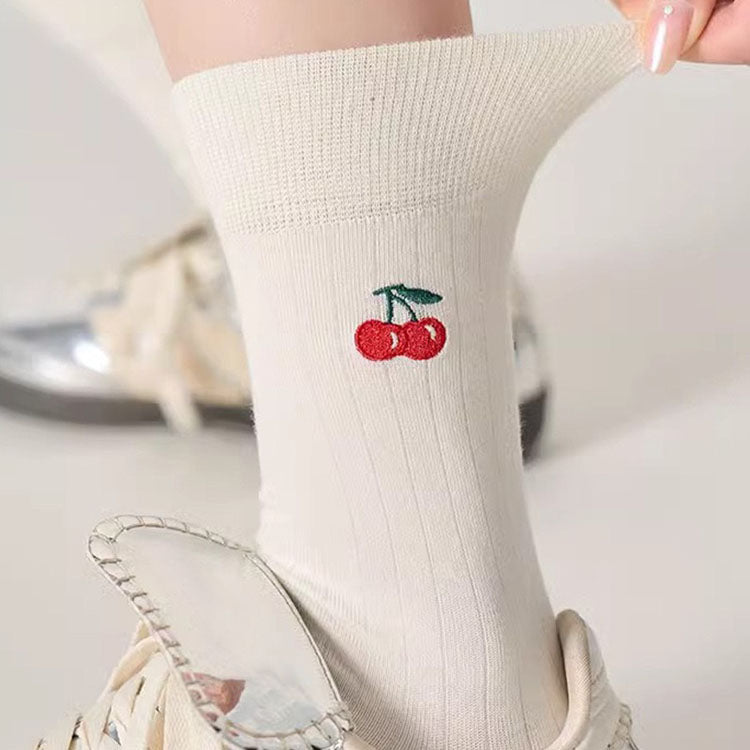 40280181 Cherry love socks long tube trendy college style pile socks