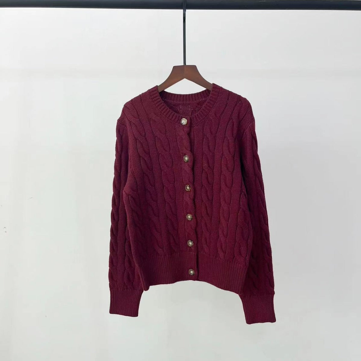 39448799 Cardigan in Natural Cable-knit Wool and Cashmere Cardigan