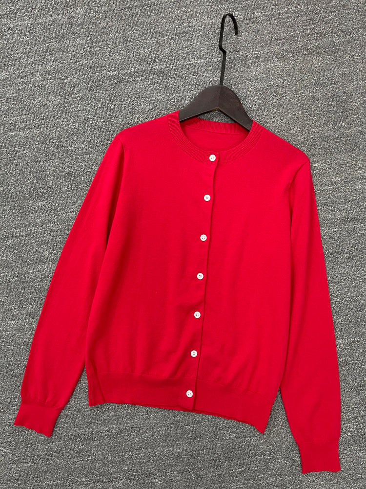 Women's Embroidered Knit Cardigan, Long Sleeve Crew Neck Button Sweater - 40784320