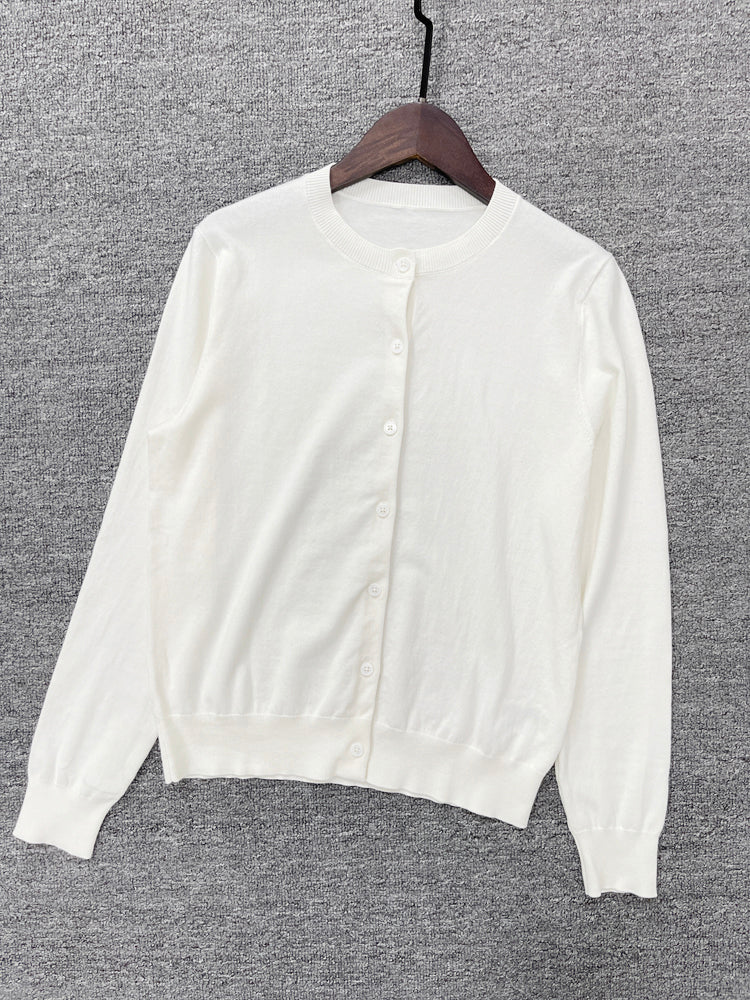 Women's Embroidered Knit Cardigan, Long Sleeve Crew Neck Button Sweater - 40784320