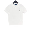 39613591 Women's Mini-Cable Cotton Polo Sweater - Short Sleeve Knit Top