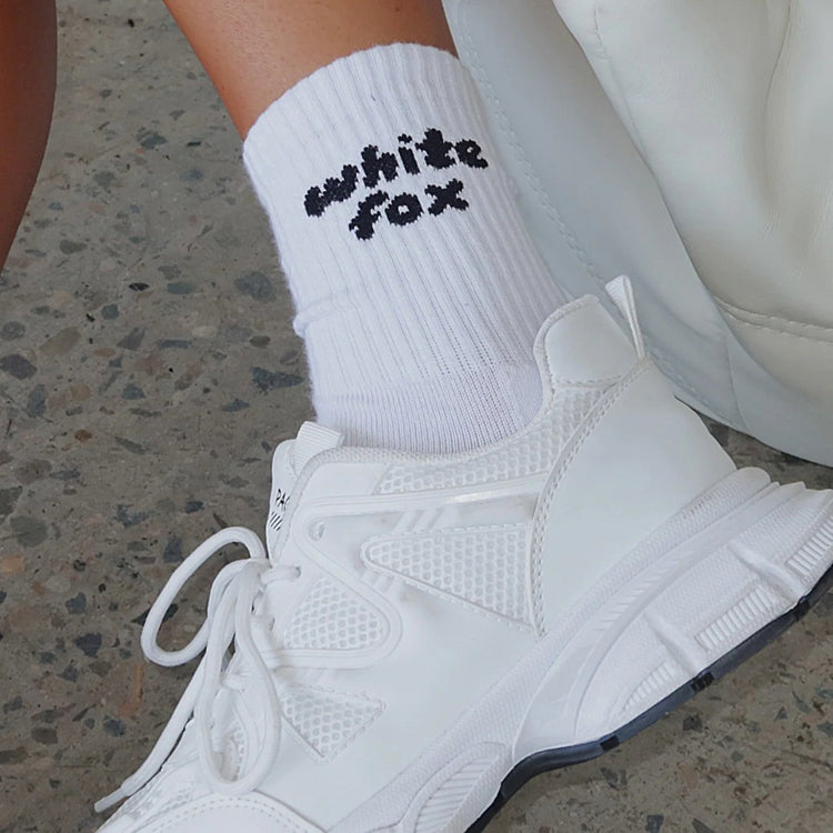 White fashionable cotton trendy  mid-calf socks