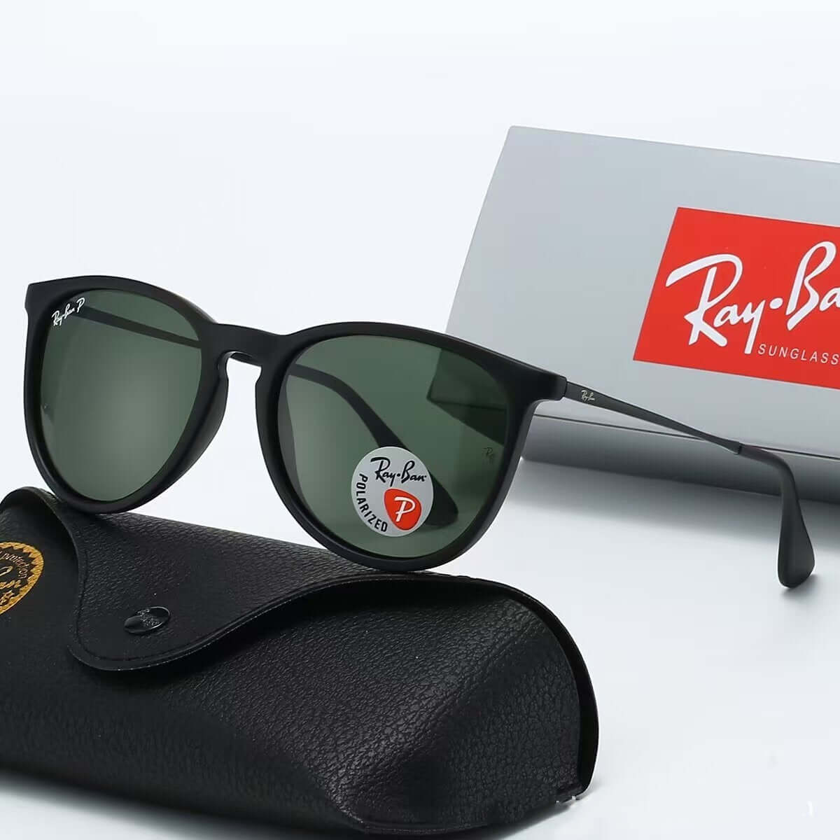 Outdoor casual fashion sunglasses with sleek design and black case, perfect for style and UV protection.