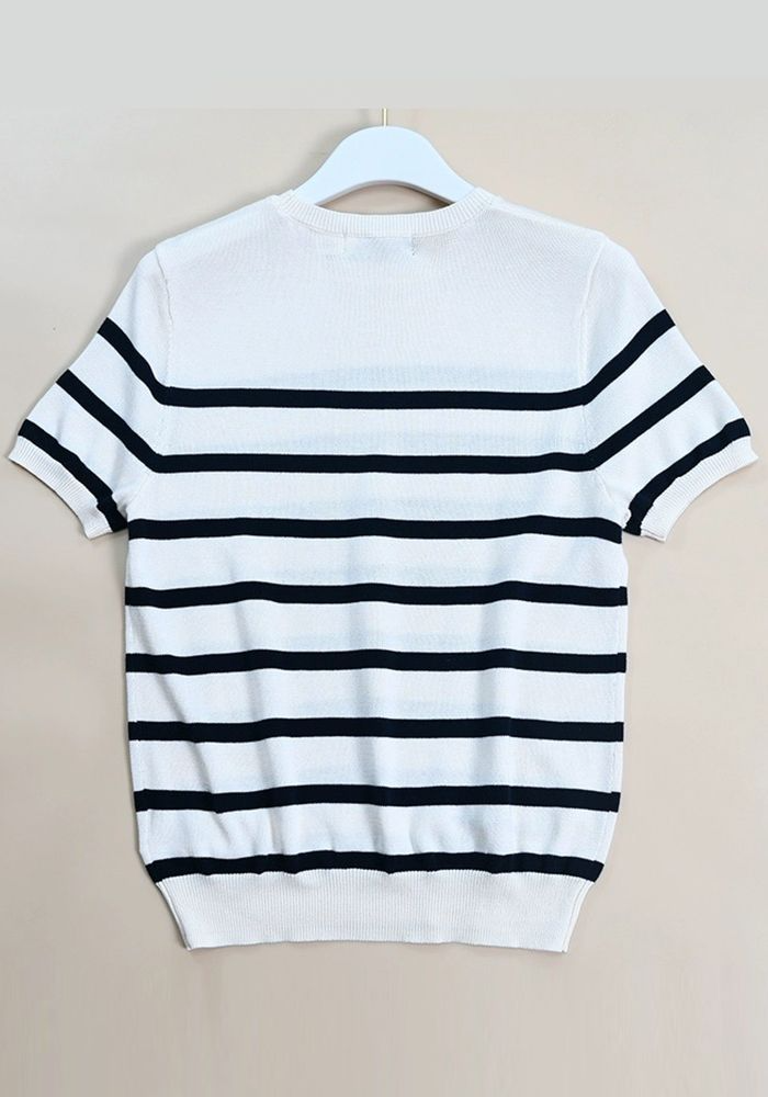 40102258 RL-Gu-Striped Short-Sleeved Sweater