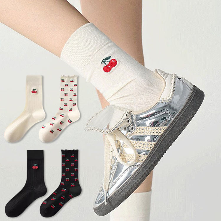 40280181 Cherry love socks long tube trendy college style pile socks