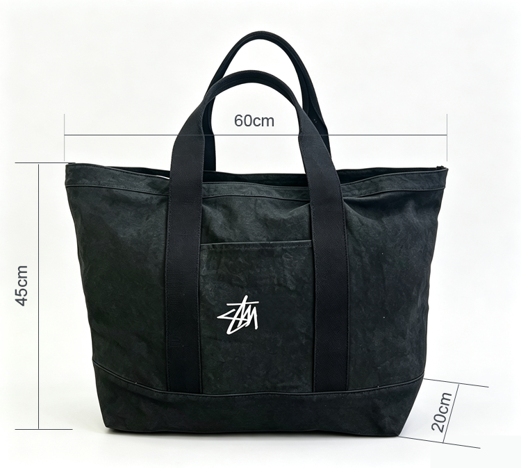 51211591 Black Printed Canvas Tote Bag Large Capacity Casual Daily Shoulder Handbag