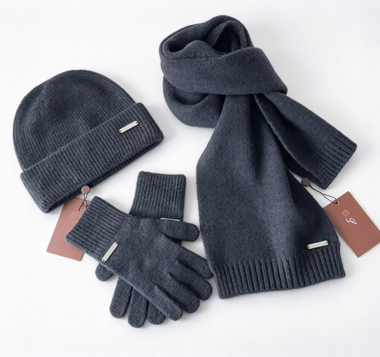 51337273 Winter Knit Scarf Beanie Hat Gloves 3 Pieces Set Warm Soft Gift for Women