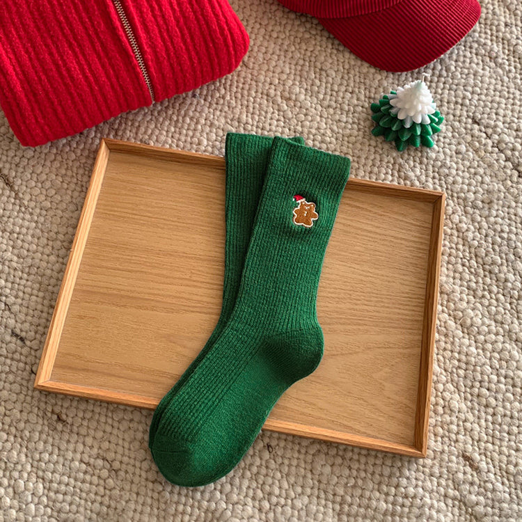 Christmas double- snowman mid-calf socks