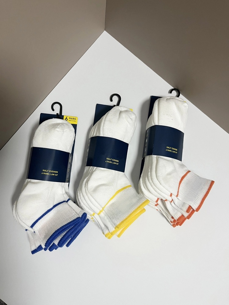 40309934 White cotton mid-calf socks with colored lettering(6pairs)