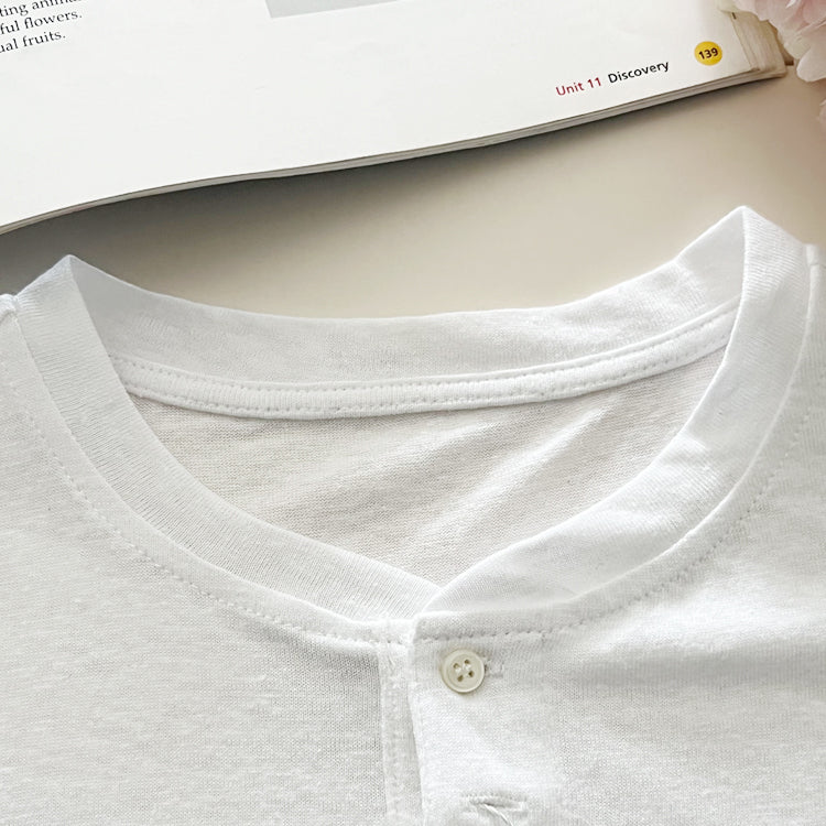 40471079 -2026 New Children's Henley Collar Linen Short-Sleeve T-Shirt