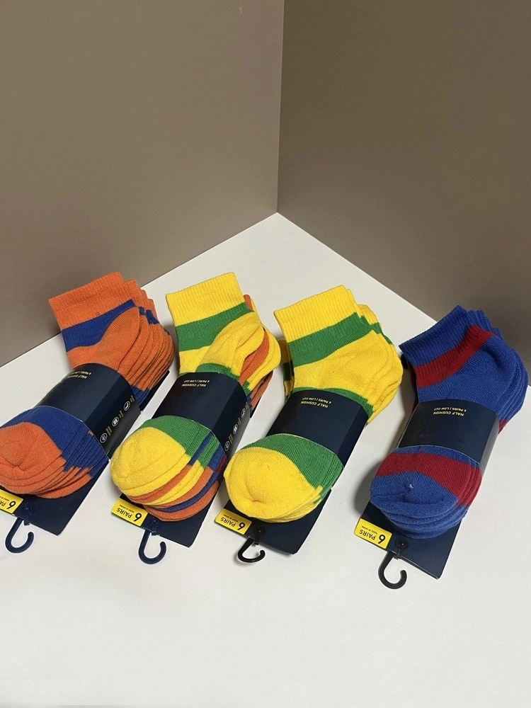 40309941 Colorful striped cotton comfortable mid-calf socks(6pairs)