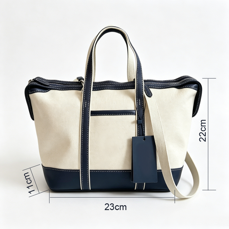 Two-Tone Spliced Commuter Tote