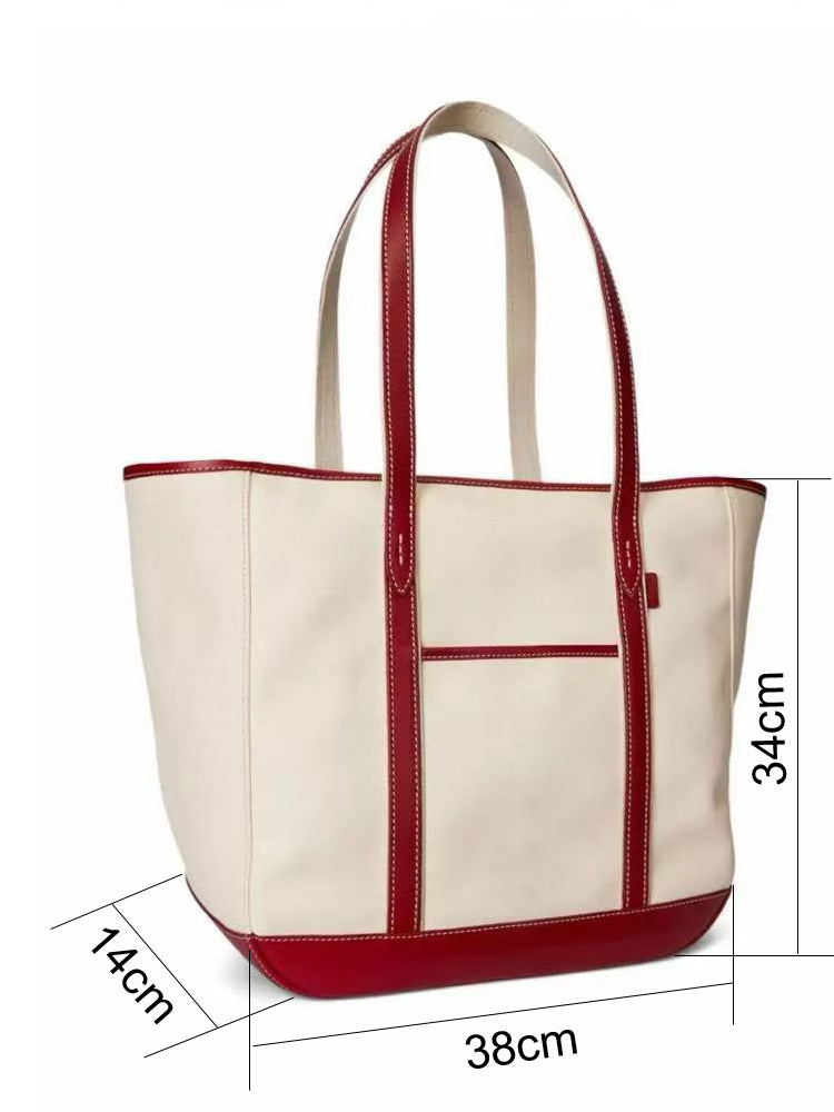 Canvas Leather Trim Tote Bag