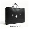 51180844 Black Paper Gift Shopping Bag White Cross Logo Printed Handheld Packaging Tote Bag