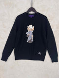 39588576RL Western Bear Crewneck Cashmere Sweater