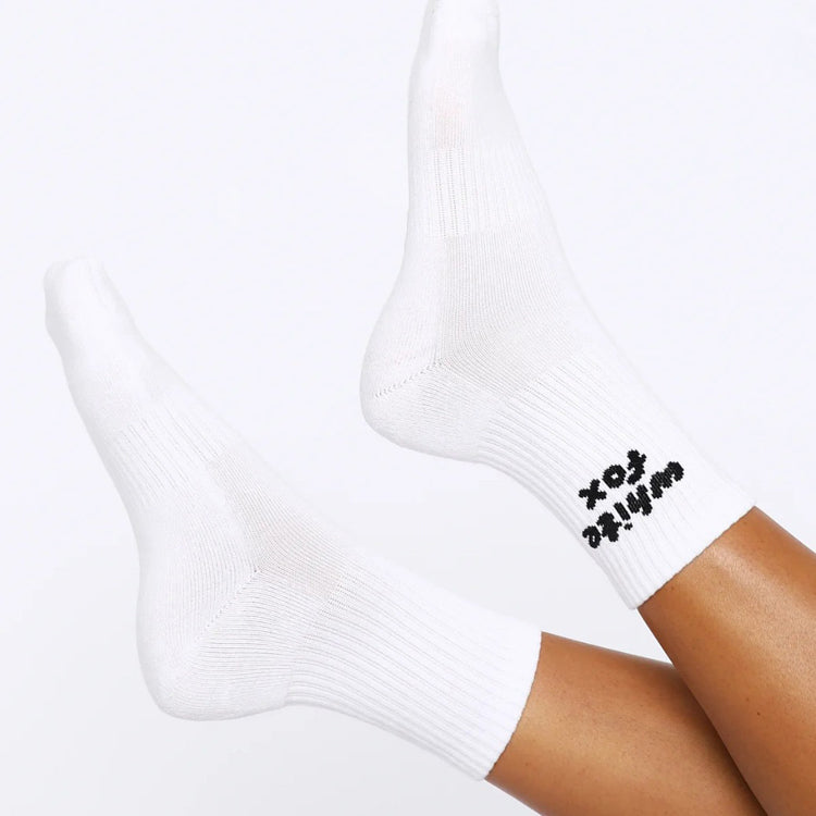 White fashionable cotton trendy  mid-calf socks