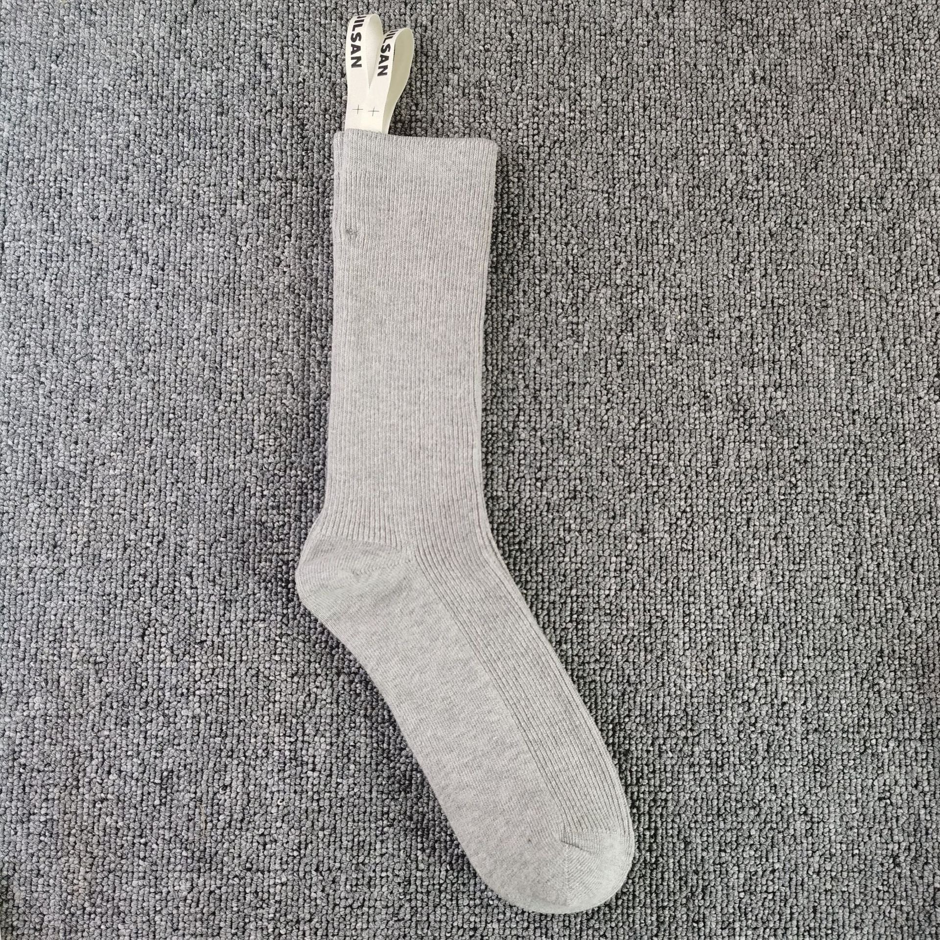 40252126 Double  cloth  simple black, white and gray cotton socks