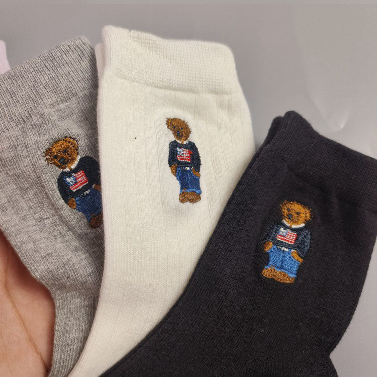 New Bear  Solid Color Women's Cotton Socks (3 pairs)