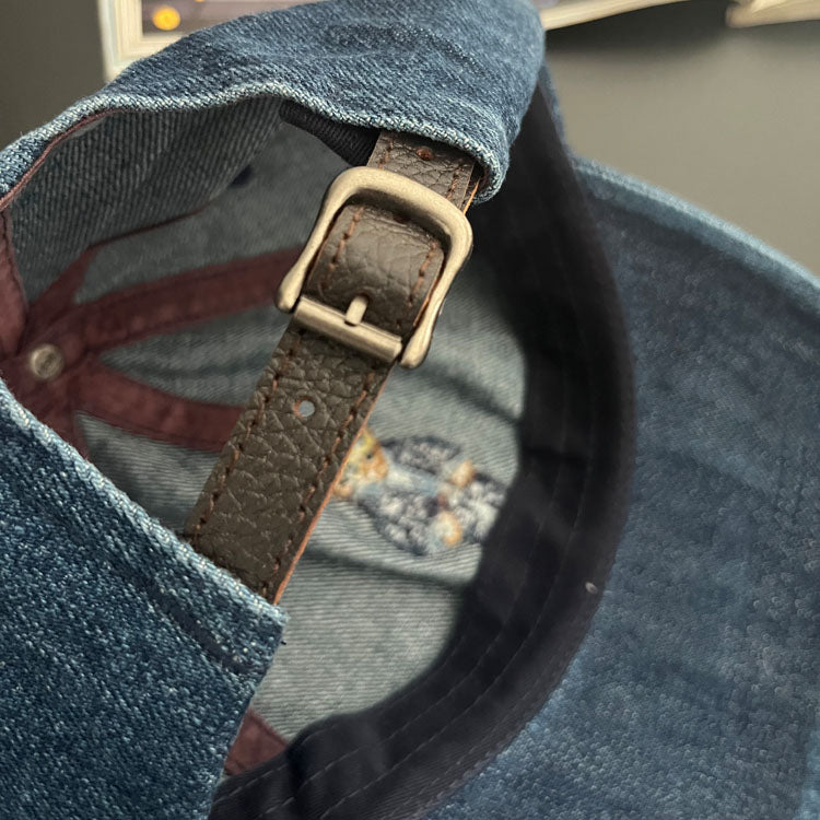 40430348 Denim Baseball Cap with Teddy Bear for Men and Women