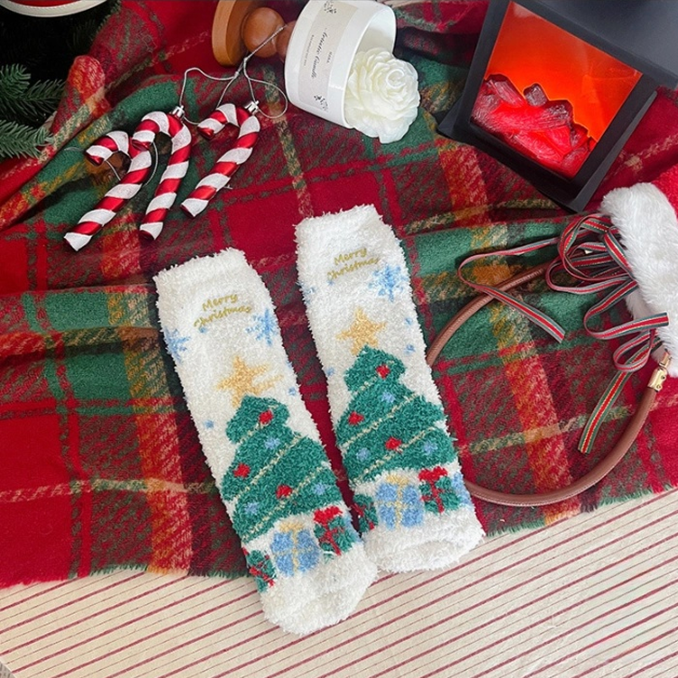 40277841 Christmas socks coral fleece winter thick warm cute  socks