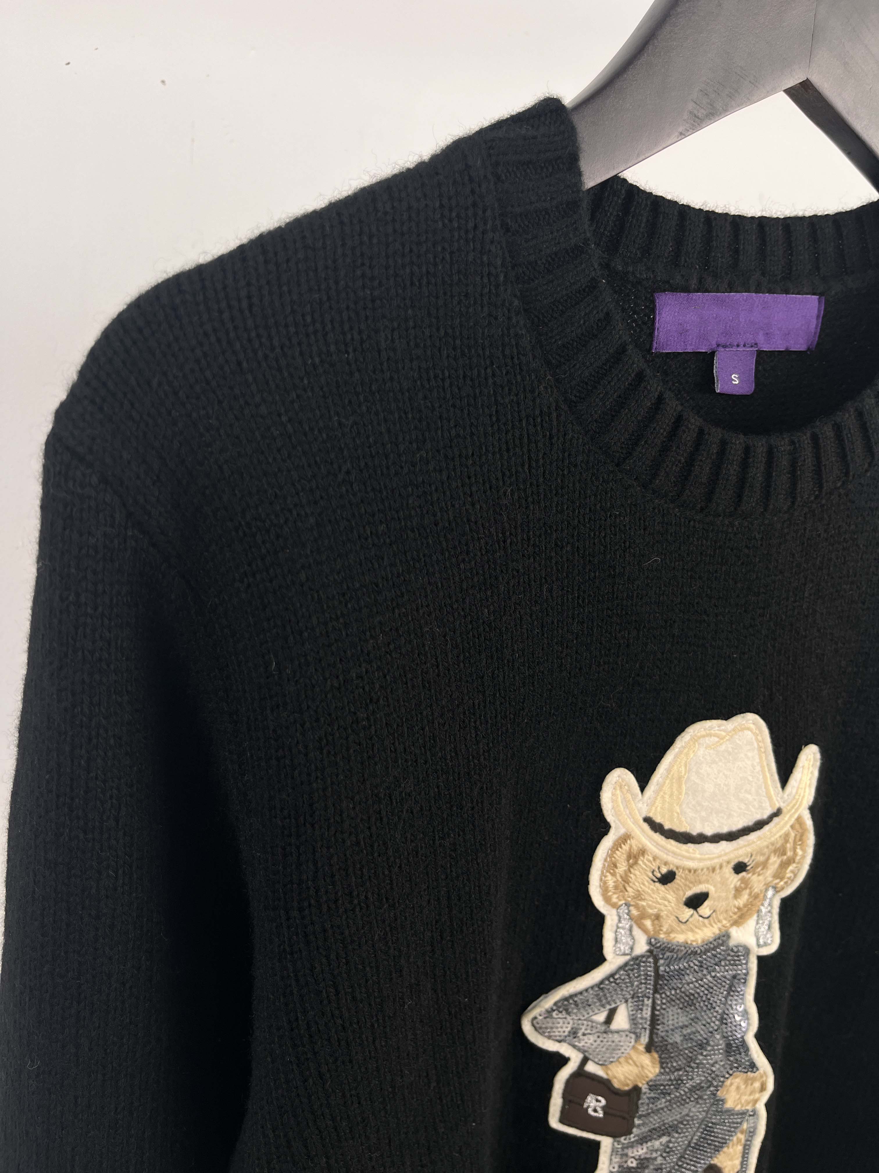 39588576RL Western Bear Crewneck Cashmere Sweater