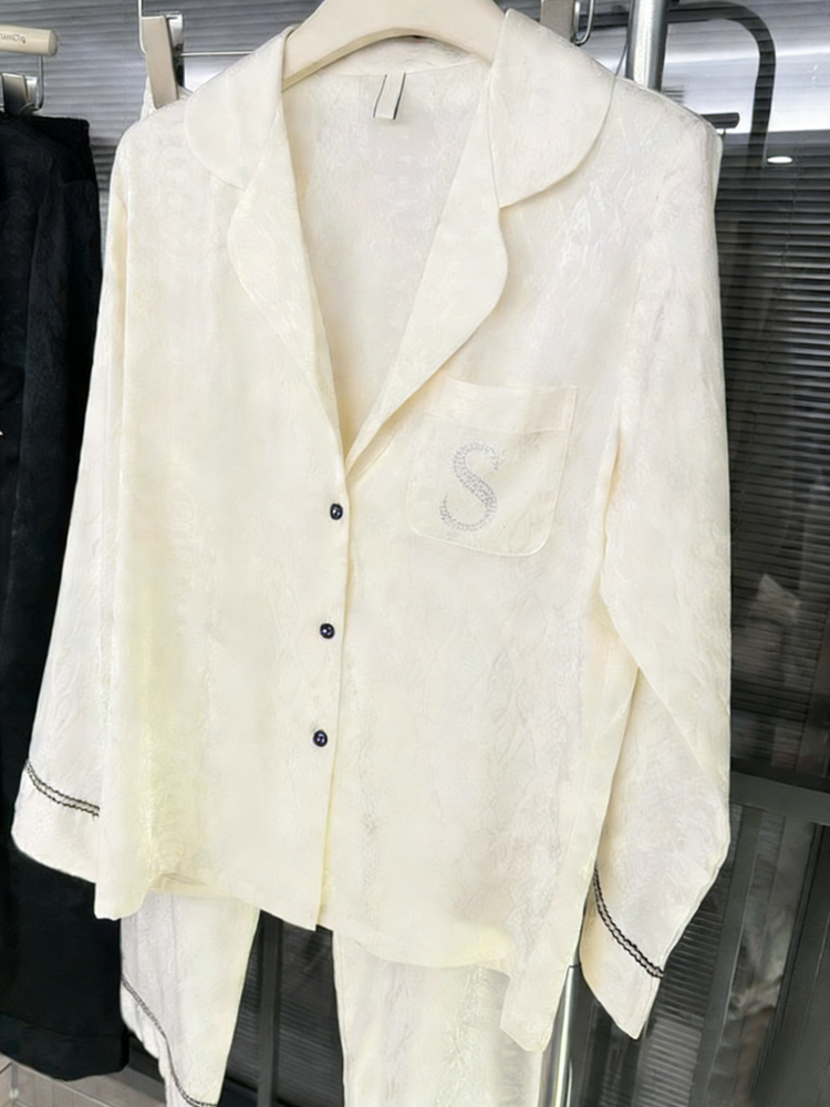 Ice silk jacquard pajama set for spring and autumn