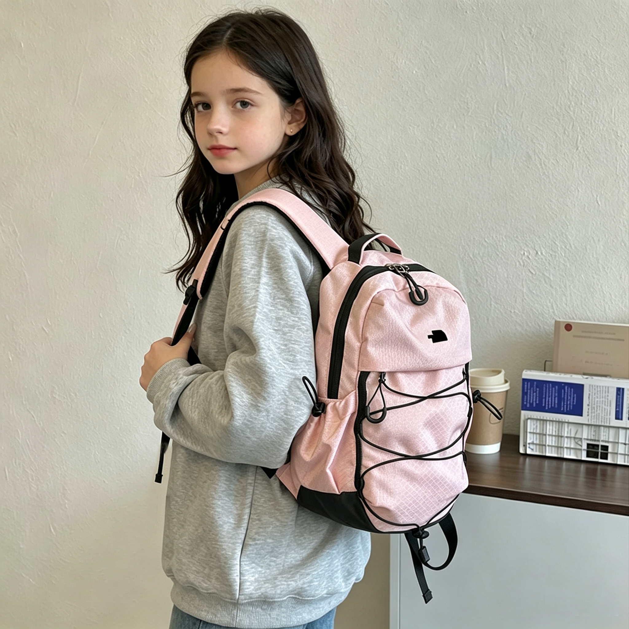 51164454 Elastic Drawstring Front Backpack Multi Size Lightweight Nylon School Travel Daypack