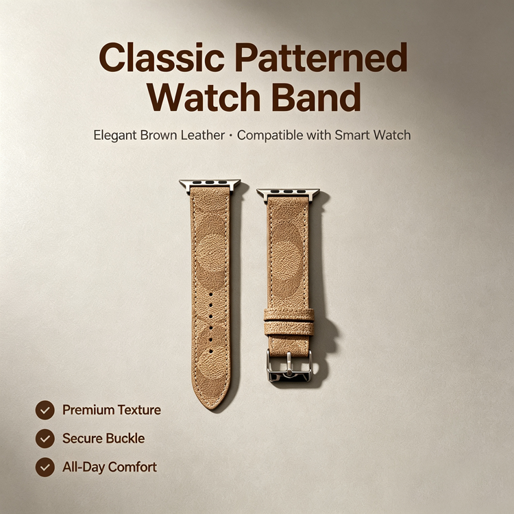 51194305 Luxury Pattern Leather Watch Band Replacement Strap For Apple Watch Series