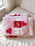 51379455 Heart Print Sherpa Fleece Blanket, Soft Warm Reversible Throw Blanket