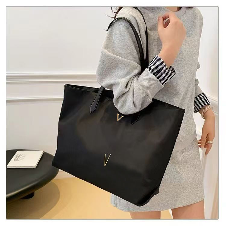 51337350 Women Large Capacity Tote Bag Striped Casual Shoulder Handbag Daily Shopping Bag