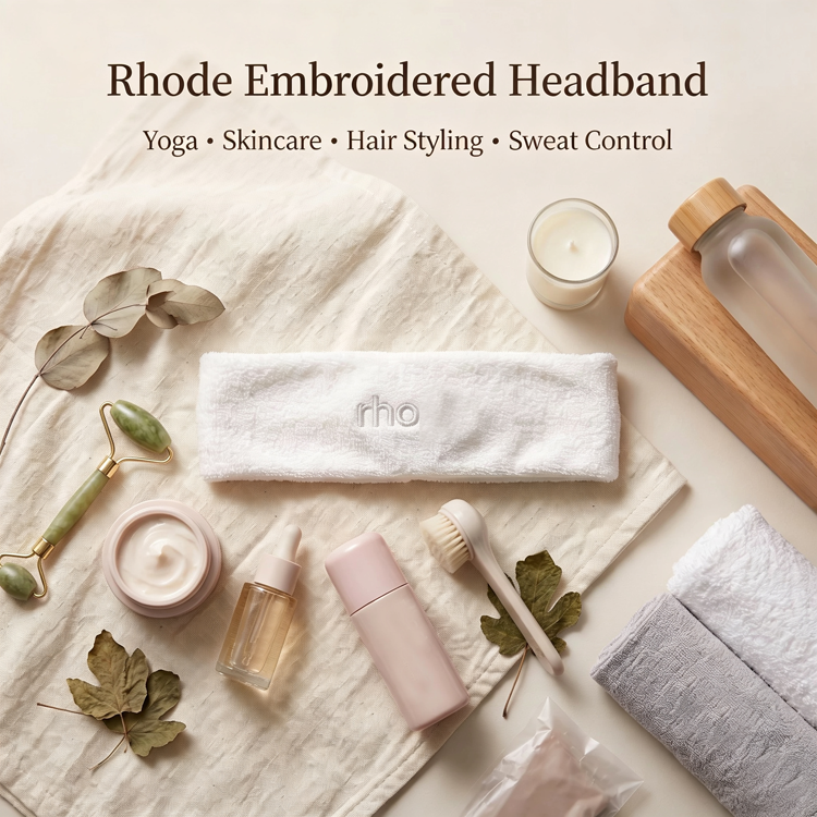 Rhode Embroidered Spa Headband Soft Terry Cloth Facial Hair Band - 51313093