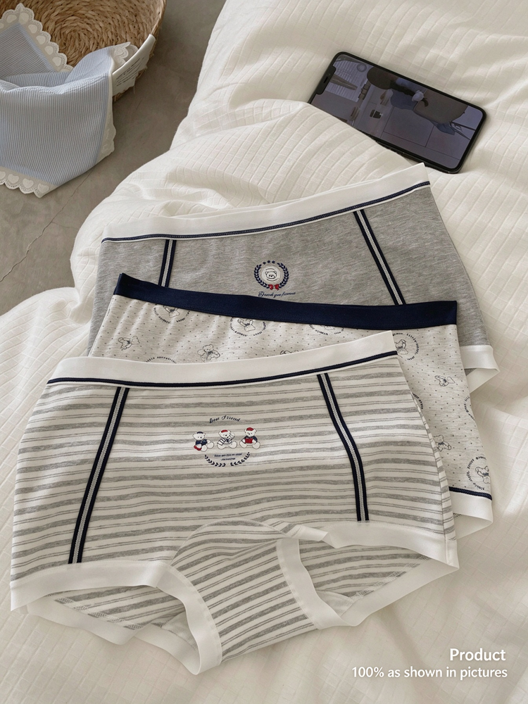 51365422 Women Striped Cotton Underwear Soft Breathable Ladies Briefs 3 Pack
