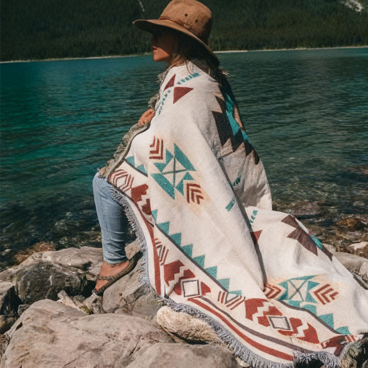 40610724 RV Tribal Woven Blanket - Boho Camping & Picnic Throw