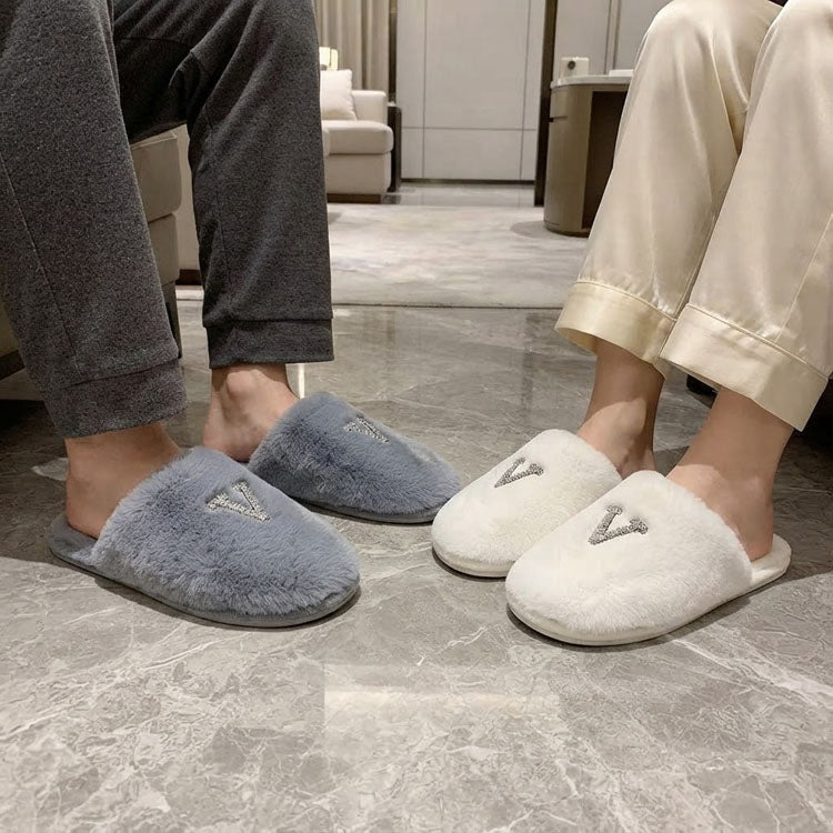 Women&Men's Fuzzy Plush House Slippers, Soft Warm Open Toe Indoor Slippers for Home - 40789550