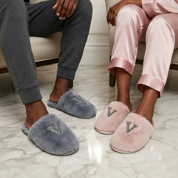 Women&Men's Fuzzy Plush House Slippers, Soft Warm Open Toe Indoor Slippers for Home - 40789550
