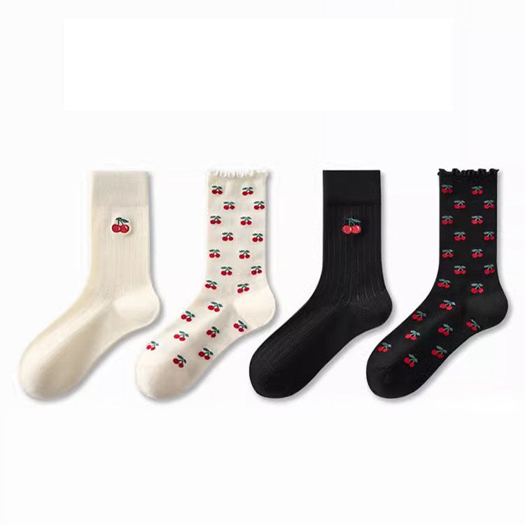 40280181 Cherry love socks long tube trendy college style pile socks
