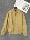 Men's Embroidered Harrington Jacket Stand Collar Zip Up Casual Bomber Coat - 40784323