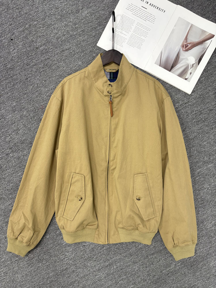 Men's Embroidered Harrington Jacket Stand Collar Zip Up Casual Bomber Coat - 40784323