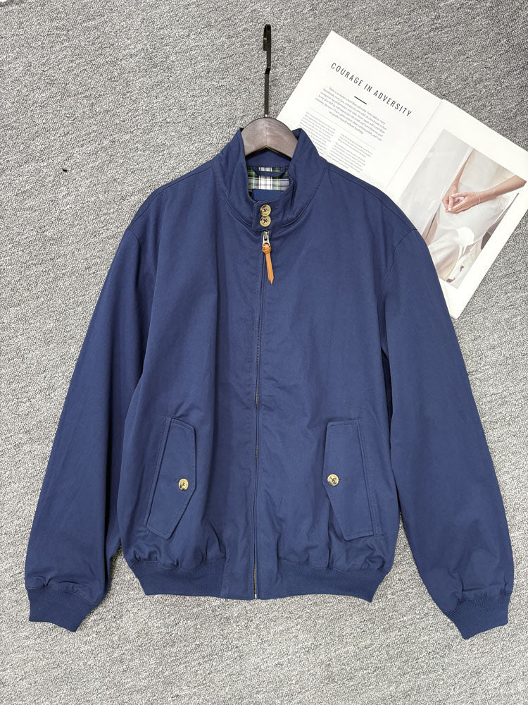 Men's Embroidered Harrington Jacket Stand Collar Zip Up Casual Bomber Coat - 40784323