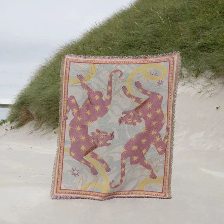 40610730-Pink Leopard Woven Throw Blanket - Art Boho Sofa Cover