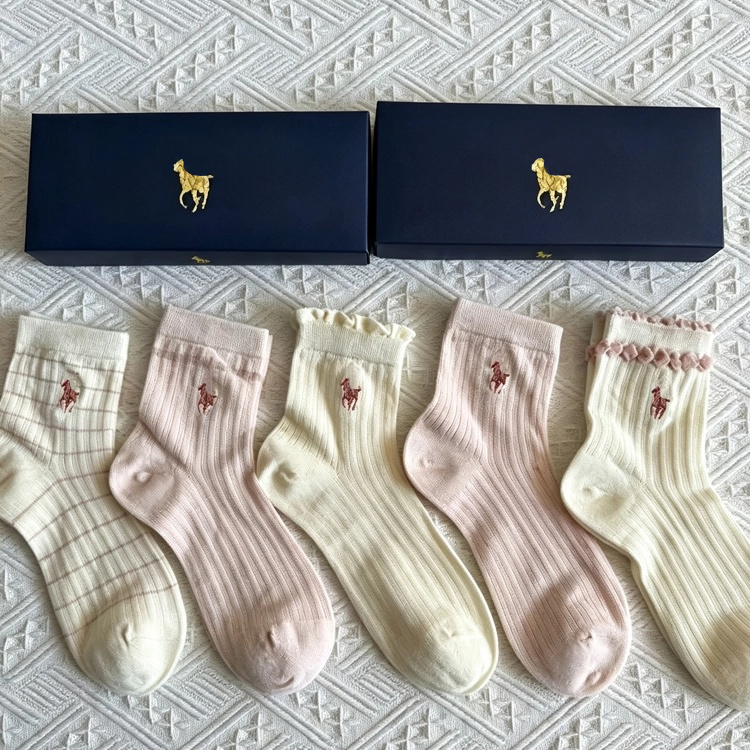 Women Cute Floral Crew Socks Gift Box Soft Cotton Casual Mid Calf Socks Multi Pack(5-Pack in a box) - 40785305