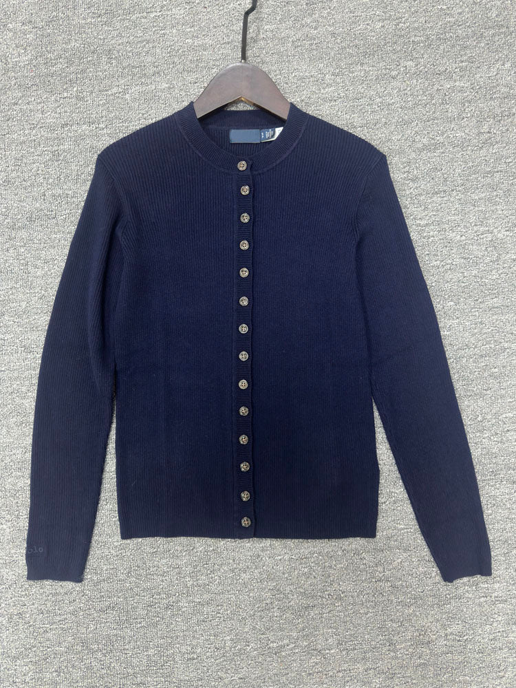 40762600 Women Button‑Front Knit Cardigan Long Sleeve Crew Neck Casual Sweater Coat