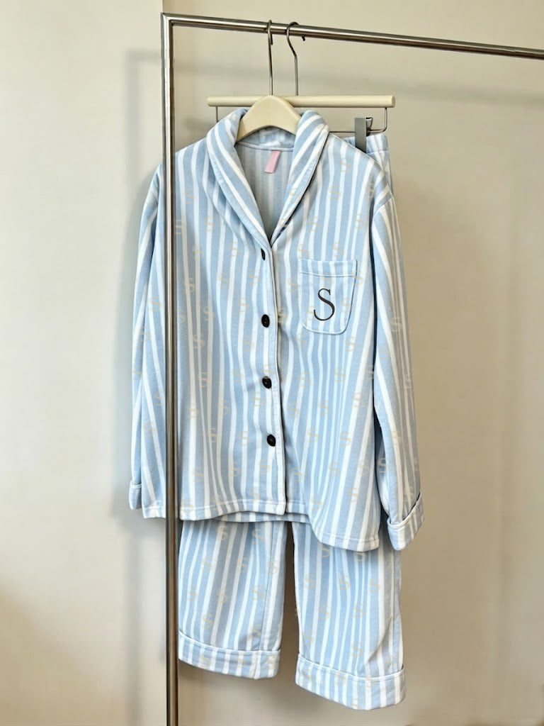 Women Striped Flannel Pajama Set Soft Warm Long Sleeve Loungewear Sleepwear - 51242291