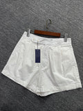 40637615 Women Pleated Casual Chino Shorts Black White High Waist Shorts S-L Sizes